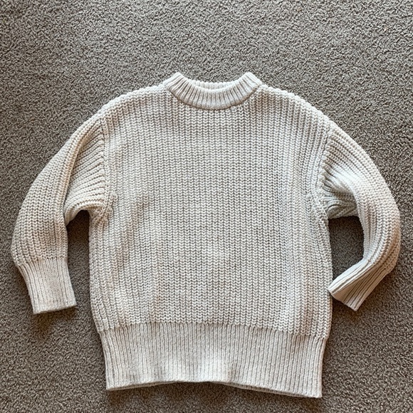 SOLD Zara Beige Chunky Knit Cropped Cardigan Sweater mohair small cream - Picture 2 of 5